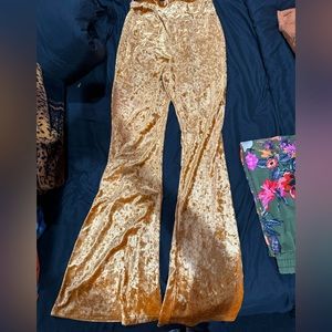Velvet golden flare pants